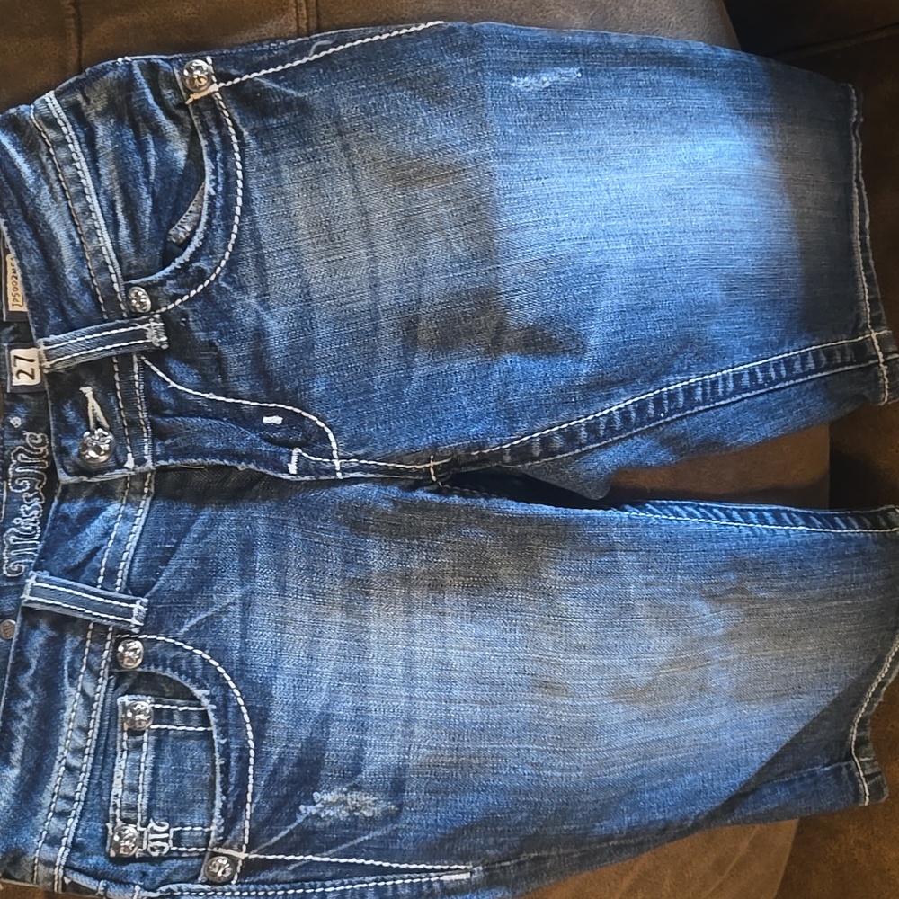 Miss Me Bermuda Distressed Denim Shorts Size 27